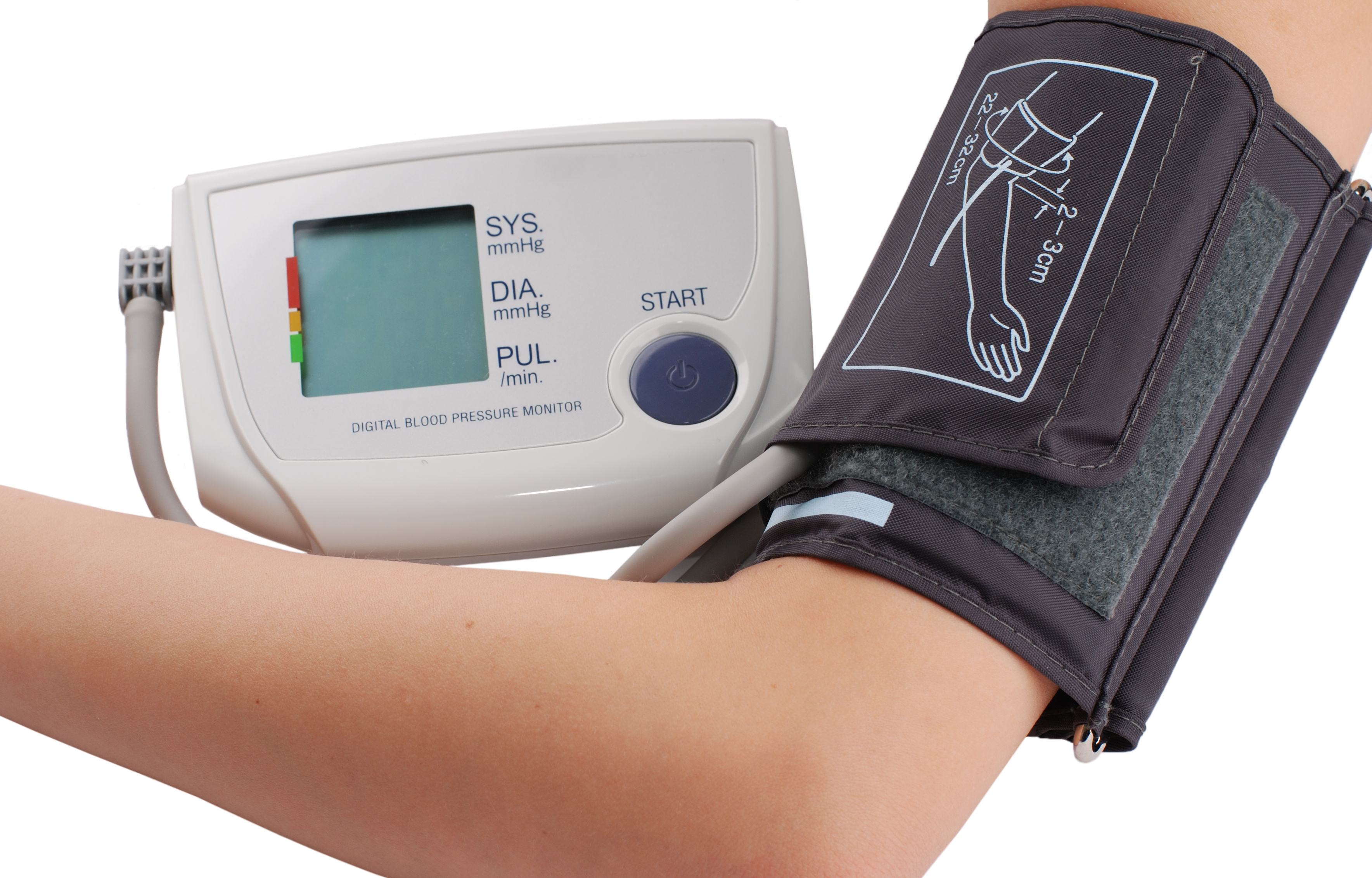 Blood pressure monitor in action. Patient hand with cuff | Life Health ...