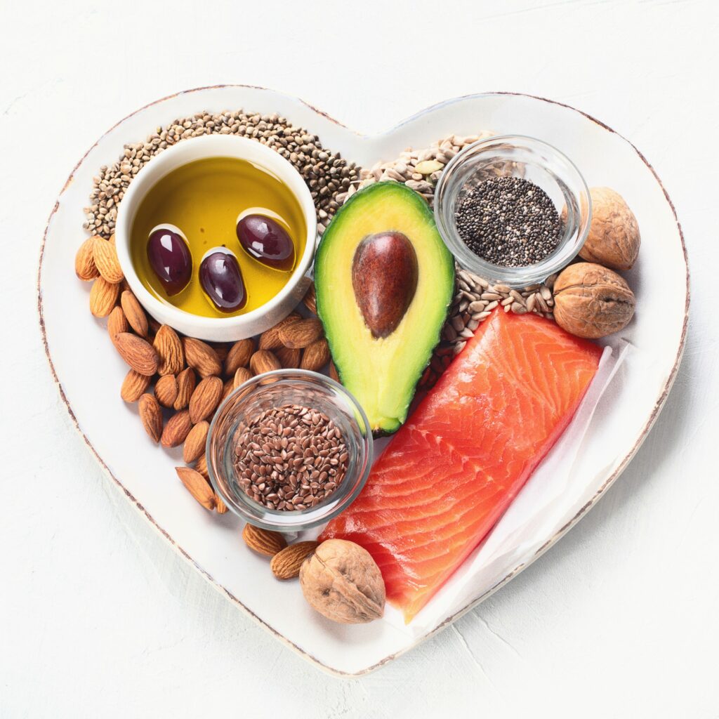 healthy fats, nuts ,salmon,